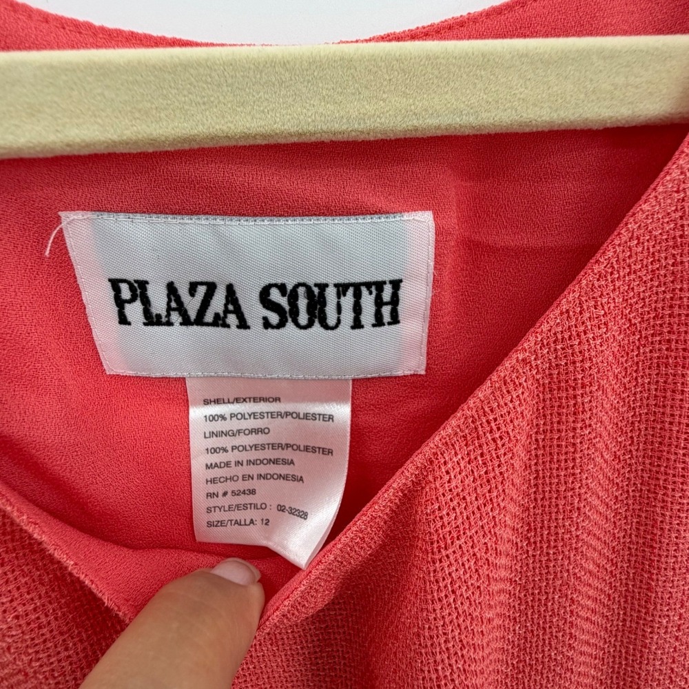 Plaza South Maxi Shift Dress size 12 Sleeveless Textured Slits Coral coastal - Picture 4 of 7